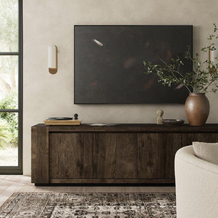 Langley Media Console - Ebony Rustic Wormwood Oak