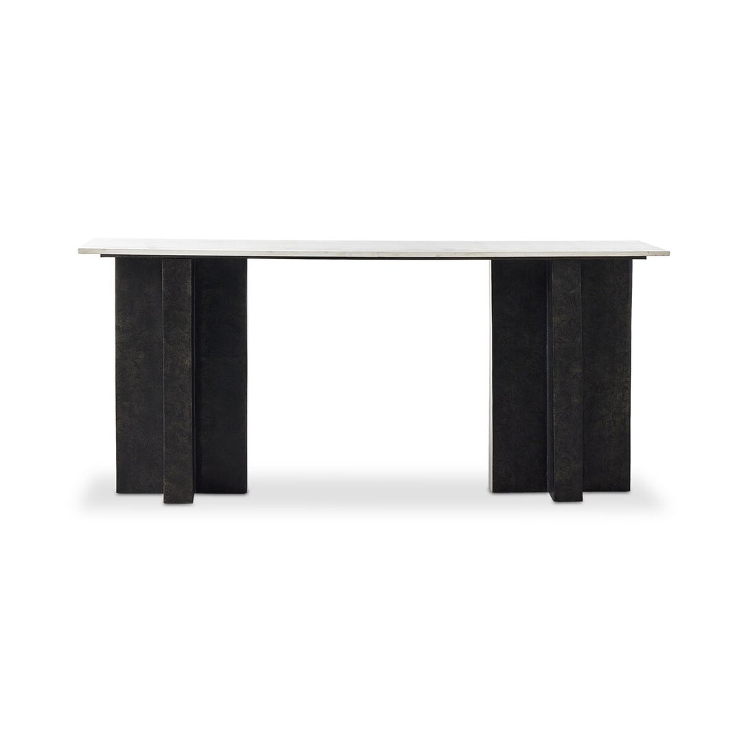 Darrell Large Console Table - Polished White Marble