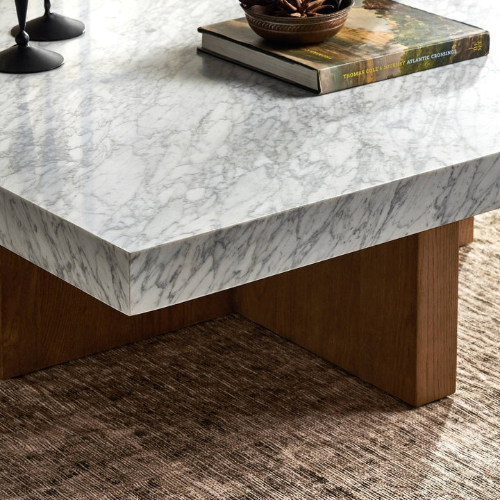 Celeste Square Coffee Table - White Carrara Marble