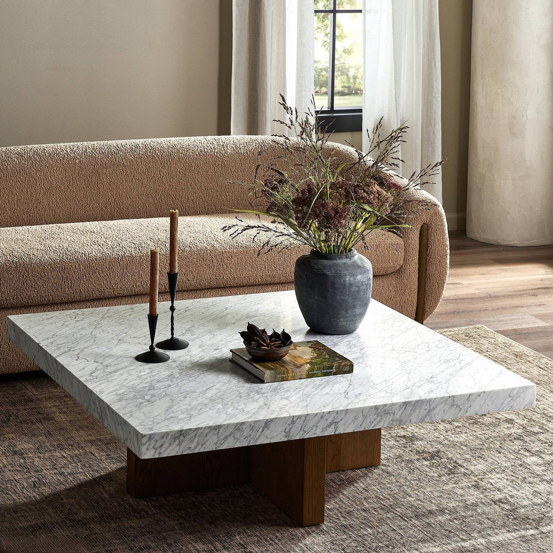 Celeste Square Coffee Table - White Carrara Marble