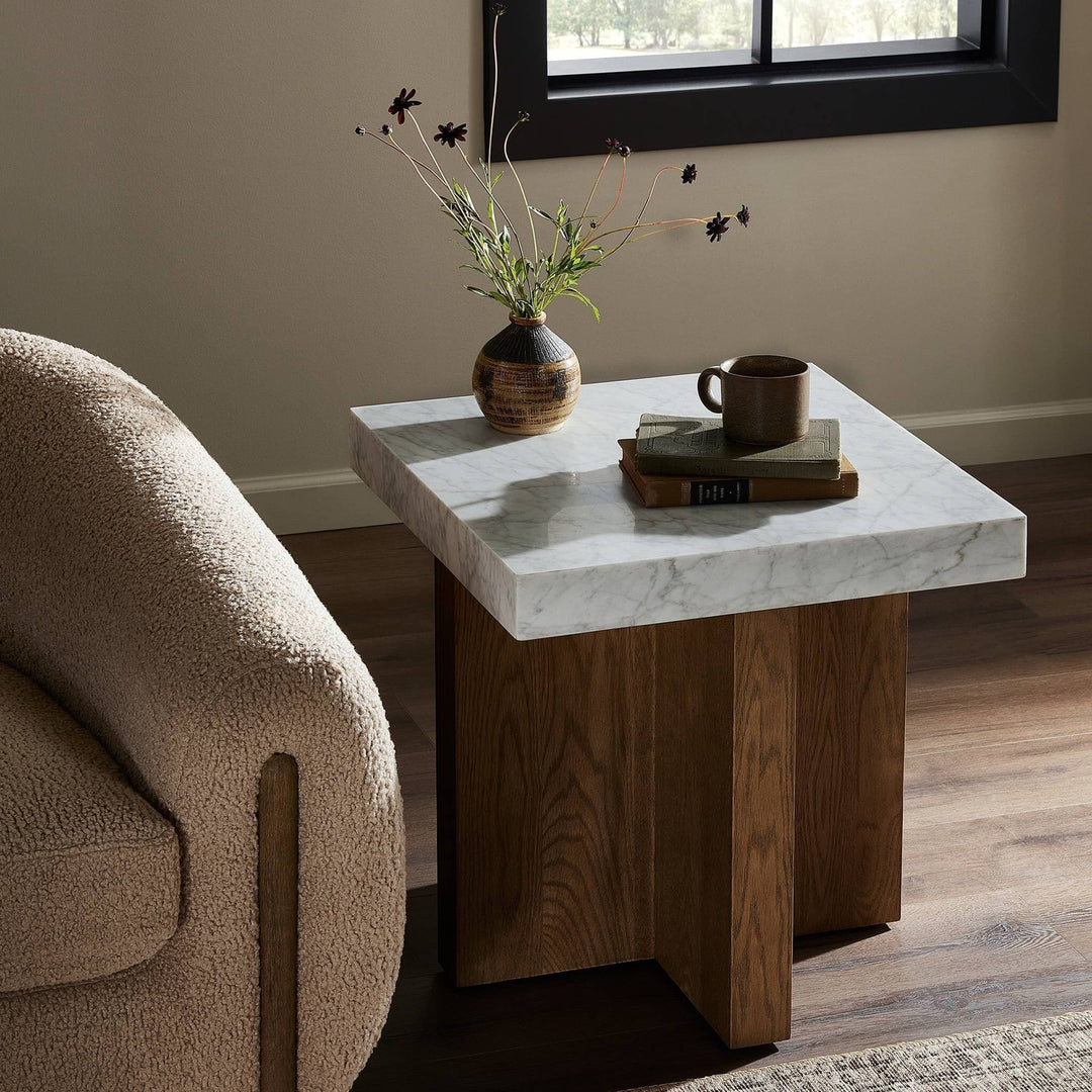 Celeste End Table - White Carrara Marble