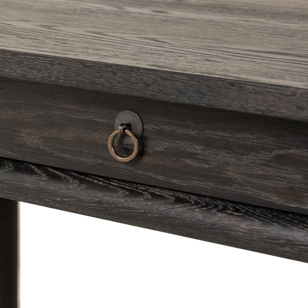 Griffith Desk: Distressed Black - Oxidized Copper - Distressed Black Oak