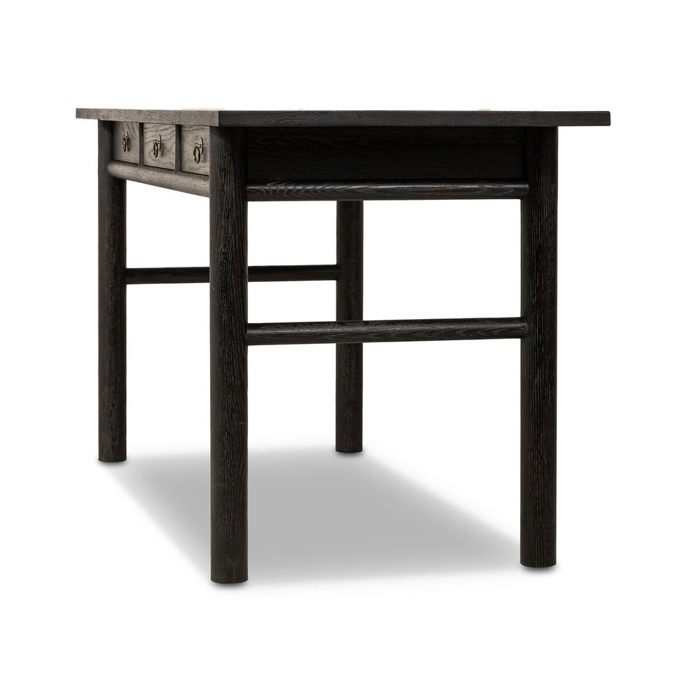 Griffith Desk: Distressed Black - Oxidized Copper - Distressed Black Oak