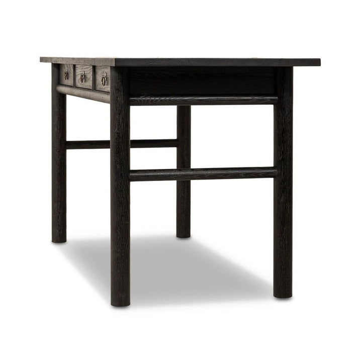 Griffith Desk: Distressed Black - Oxidized Copper - Distressed Black Oak