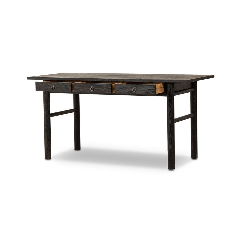 Griffith Desk: Distressed Black - Oxidized Copper - Distressed Black Oak