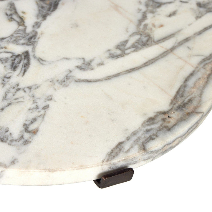 Amelia End Table - Veined White Marble