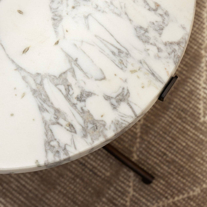 Amelia End Table - Veined White Marble