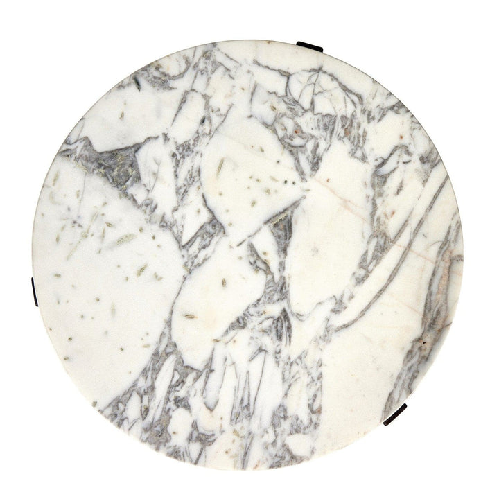 Amelia End Table - Veined White Marble