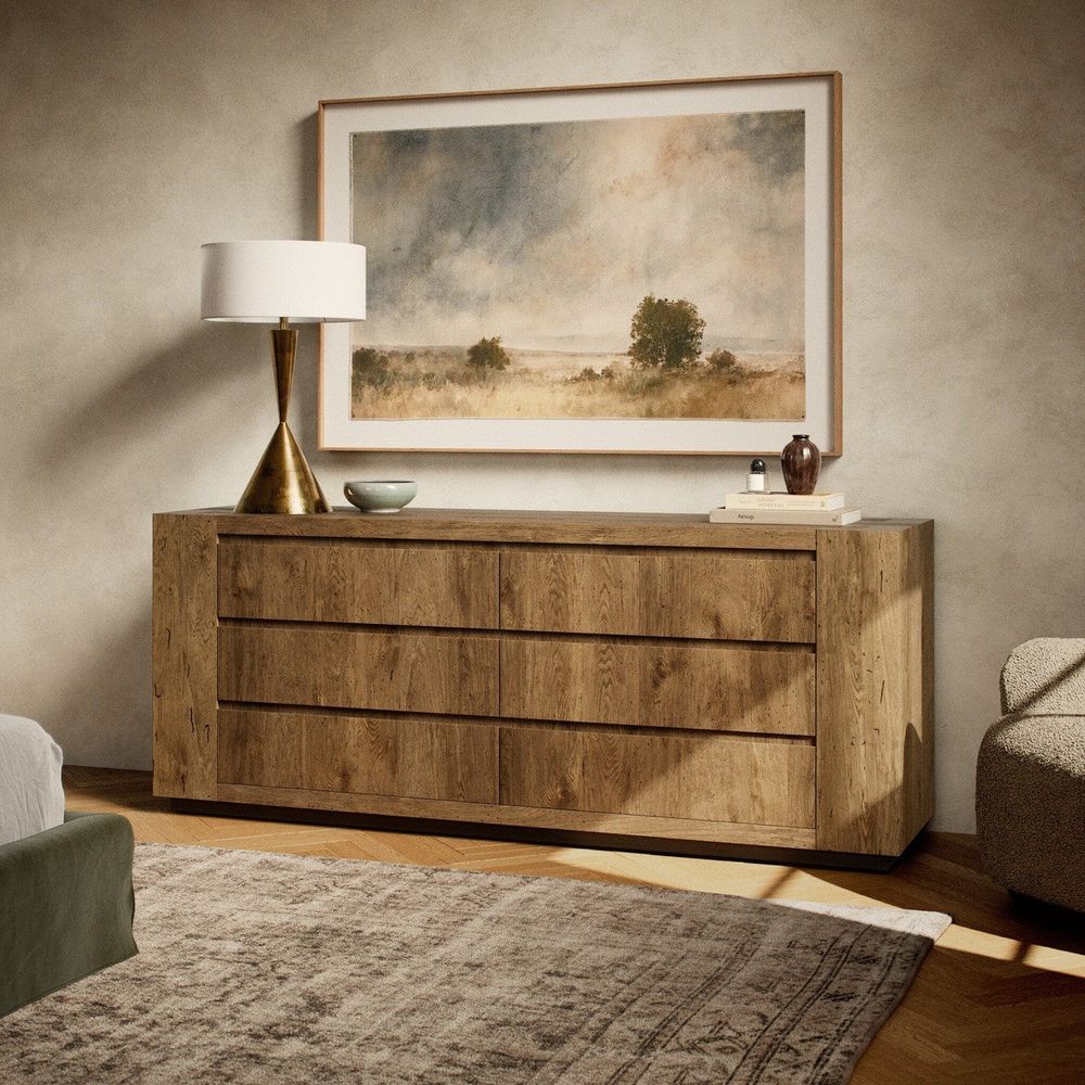 Four Hands Abaso 6-Drawer Dresser - Rustic Wormwood Oak Four Hands Abaso 6-Drawer Dresser - Rustic Wormwood Oak