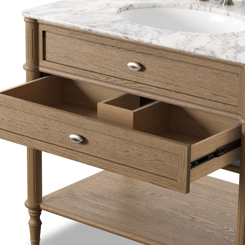 Toulouse Single Vanity - Washed Blonde Oak Veneer