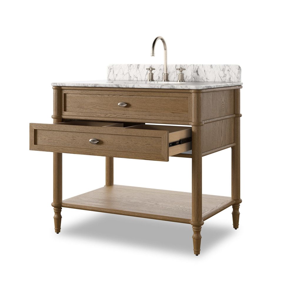 Vanities Toulouse Single Vanity - Washed Blonde Oak Veneer