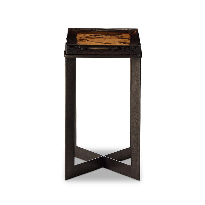 Bennie Cast Glass End Table - Amber Cast Glass