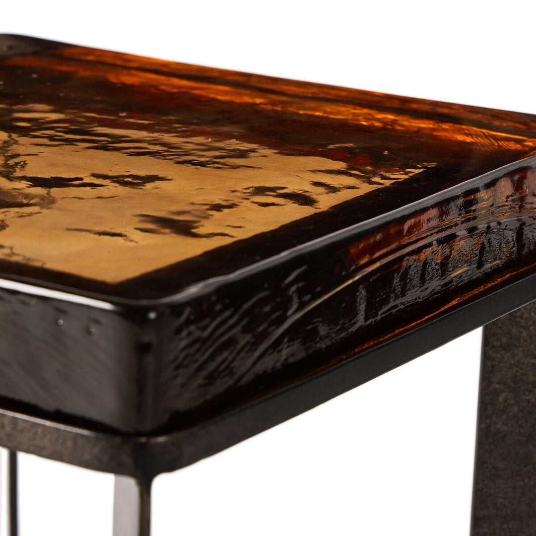 Bennie Cast Glass End Table - Amber Cast Glass