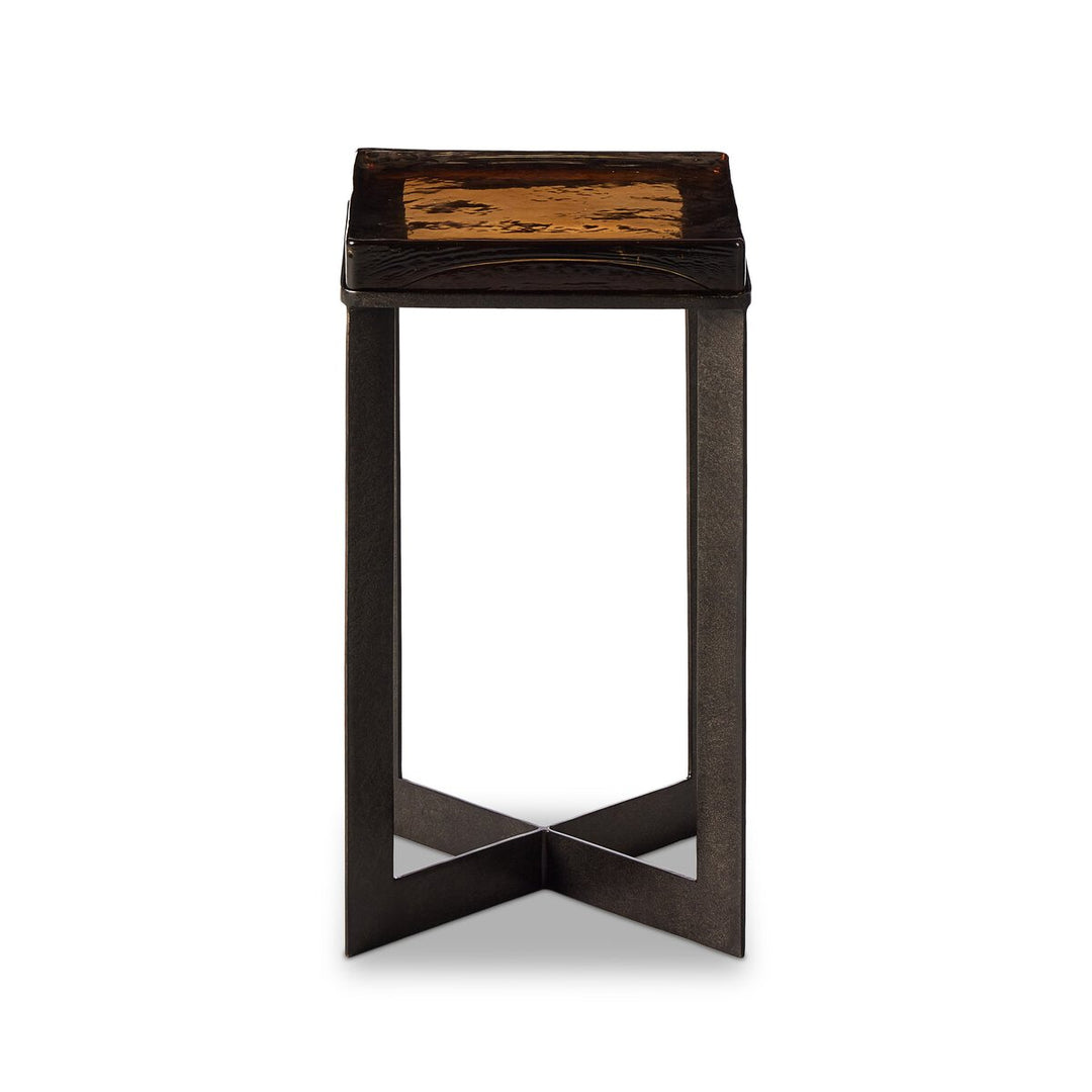 Bennie Cast Glass End Table - Amber Cast Glass