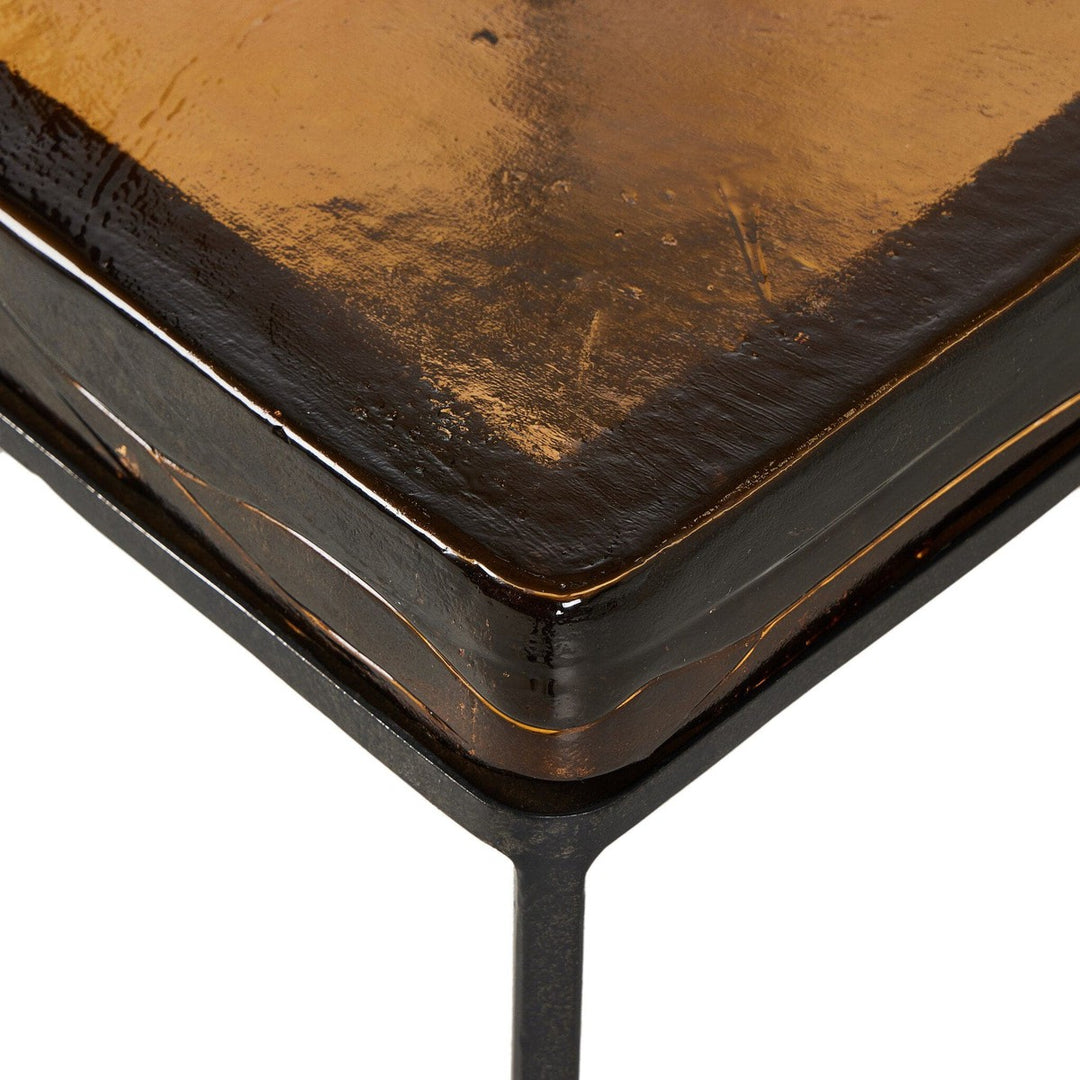 Riley Cast Glass Bunching Table - Amber Cast Glass