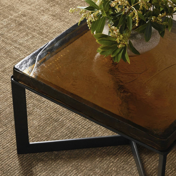 Riley Cast Glass Bunching Table - Amber Cast Glass