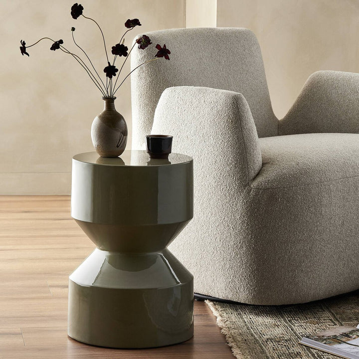 Nova End Table - Moss Lacquered Concrete