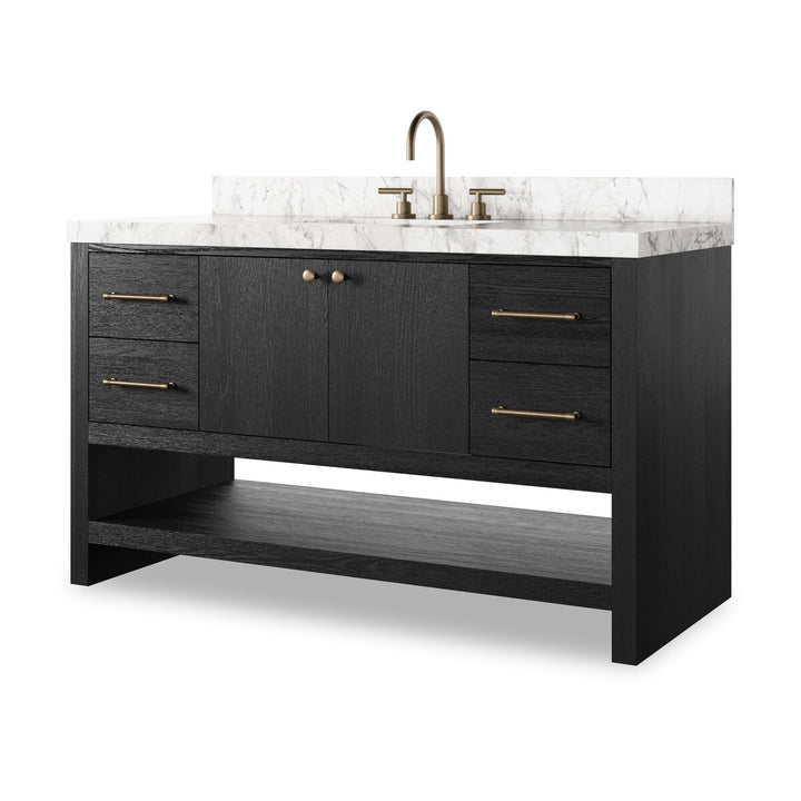 Aspen Single Wide Vanity - Black Wash Oak