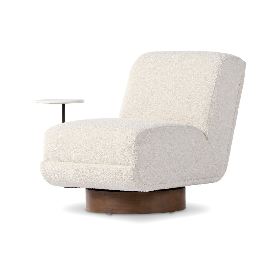 Meredith Swivel Chair + Side Table - Knoll Natural - White Marble