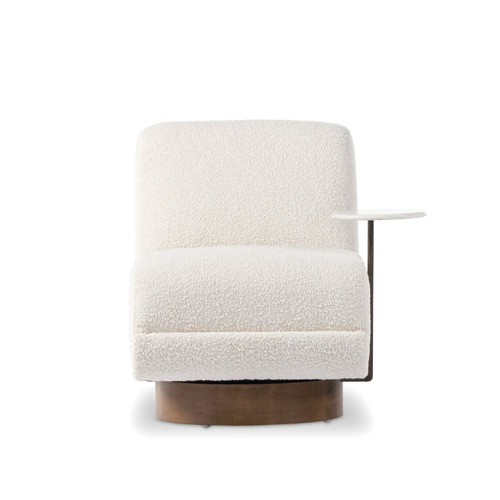 Meredith Swivel Chair + Side Table - Knoll Natural - White Marble