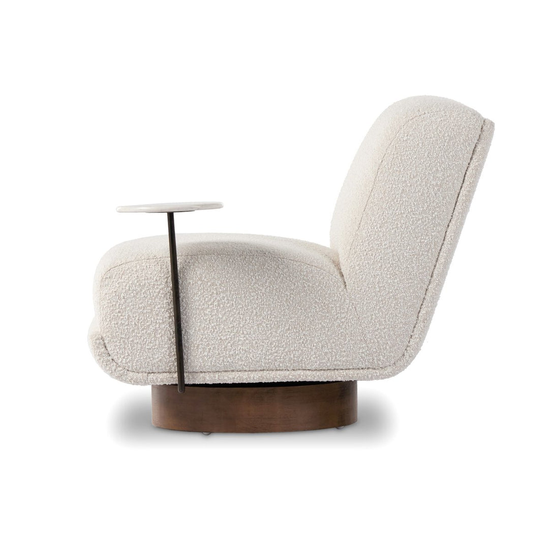 Meredith Swivel Chair + Side Table - Knoll Natural - White Marble