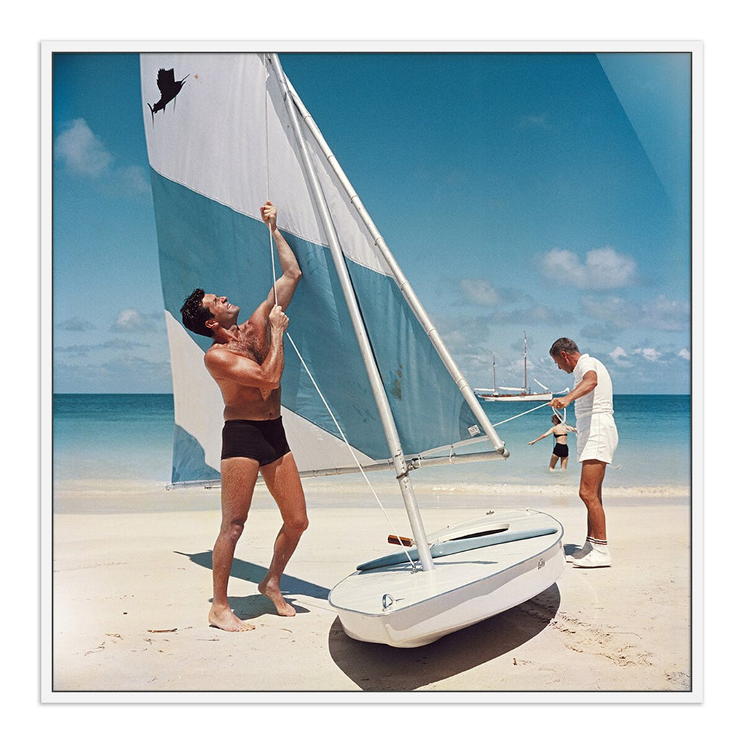 Boating In Antigua By Slim Aarons - 24"X24" - White Maple