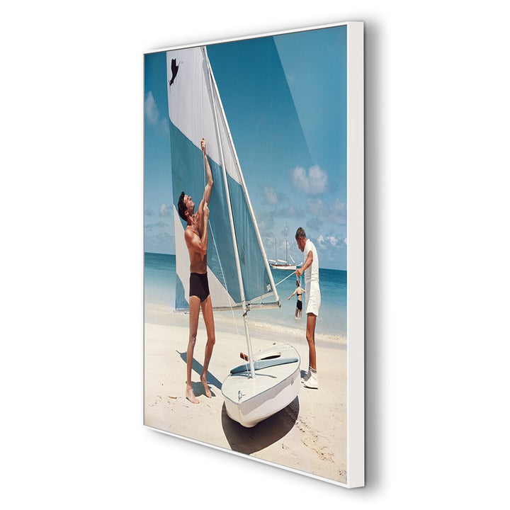 Boating In Antigua By Slim Aarons - 24"X24" - White Maple