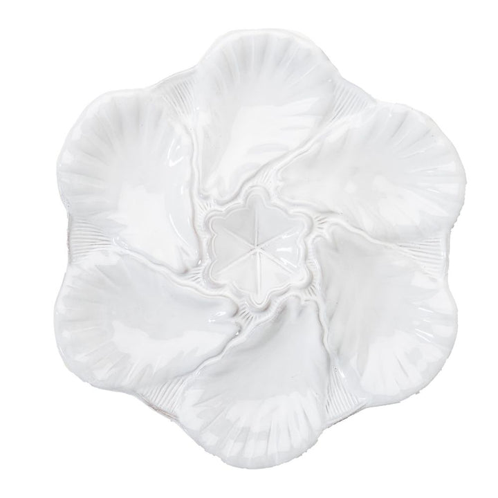Fleur De Lis White Oyster Plate, Set of 4