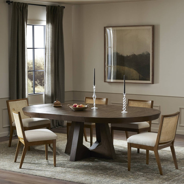 Zara Round Extension Dining Table - Fawn Oak - Brown