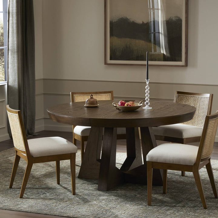 Zara Round Extension Dining Table - Fawn Oak - Brown