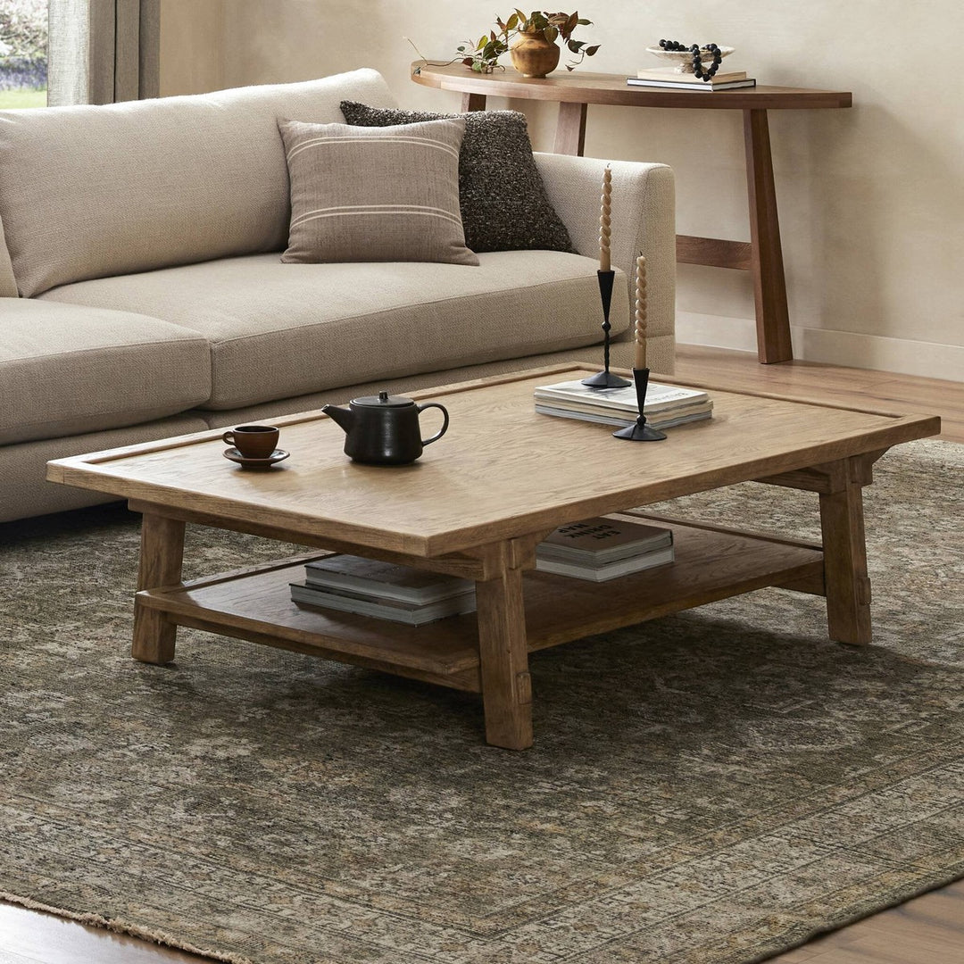 Tanner Coffee Table - Distressed Light Oak - Light Brown