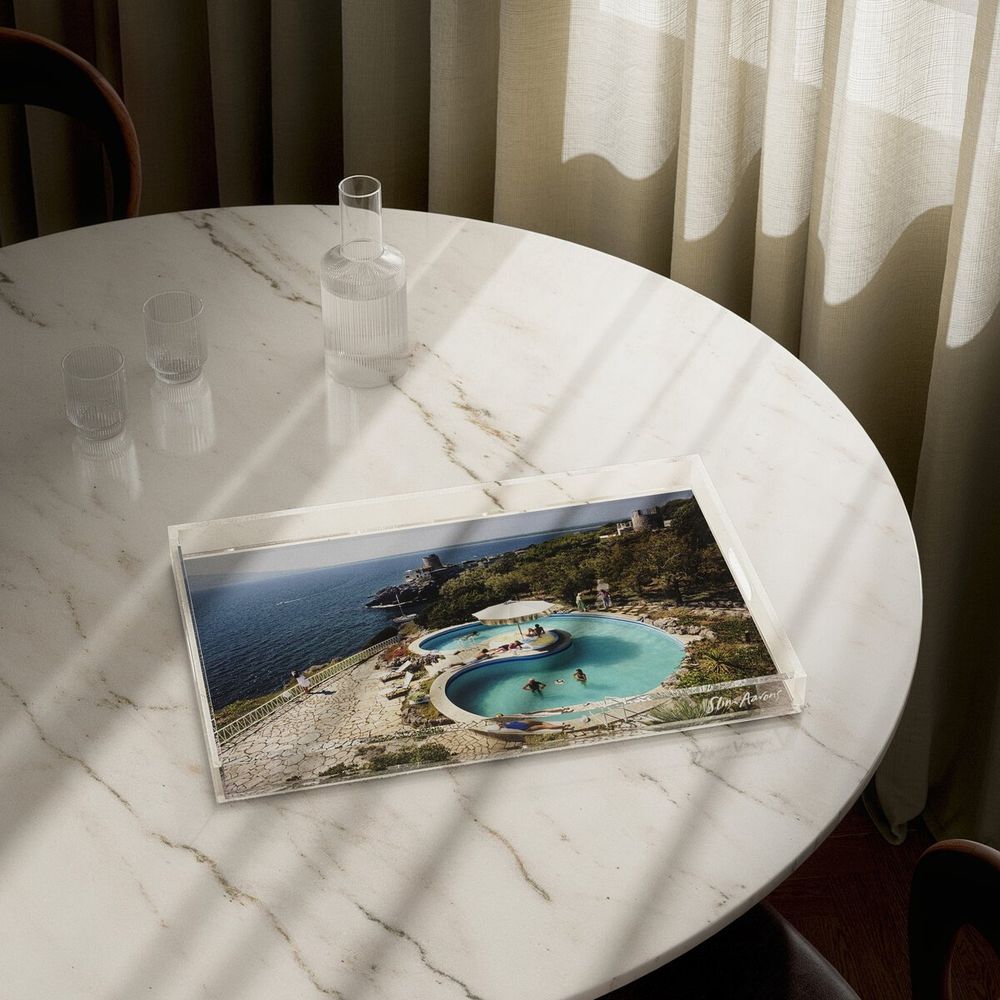 Serveware: Trays Pool At Villa Gli Aria Tray By Slim Aarons