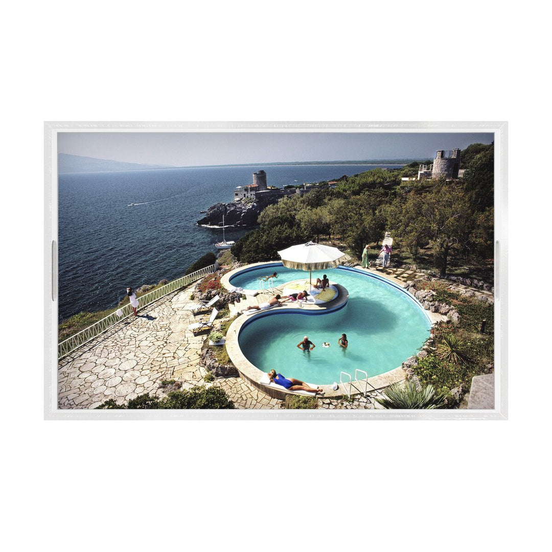 Pool At Villa Gli Aria Tray By Slim Aarons