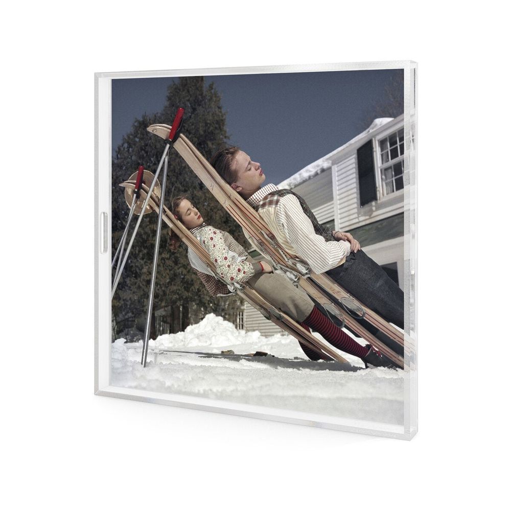 Decor New England Skiing Tray By Slim Aarons