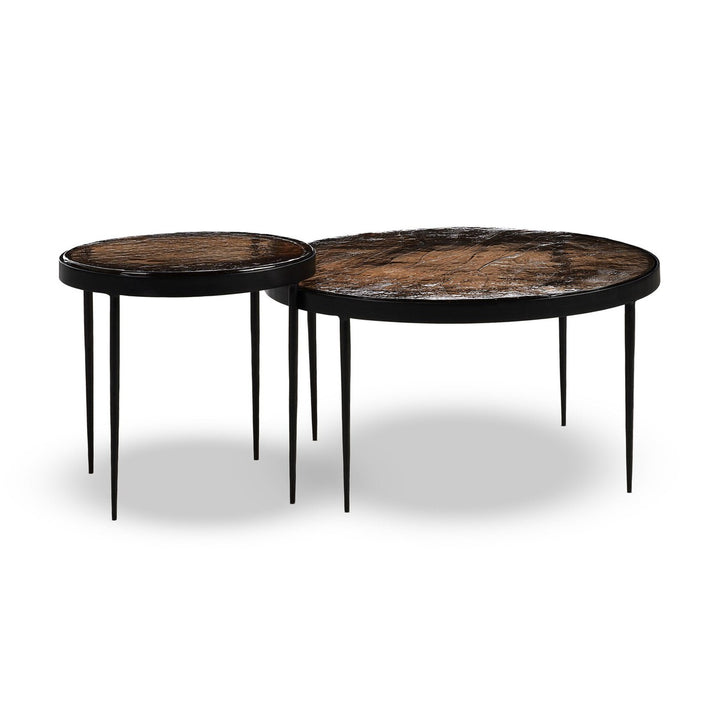 Hana Nesting Table - Smoked Brown Cast Glass