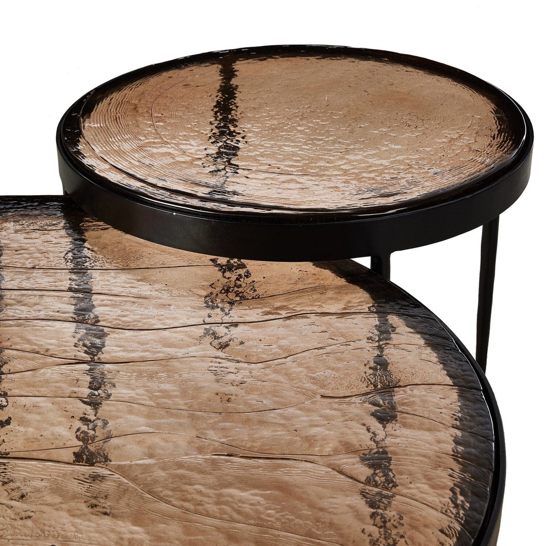 Hana Nesting Table - Smoked Brown Cast Glass