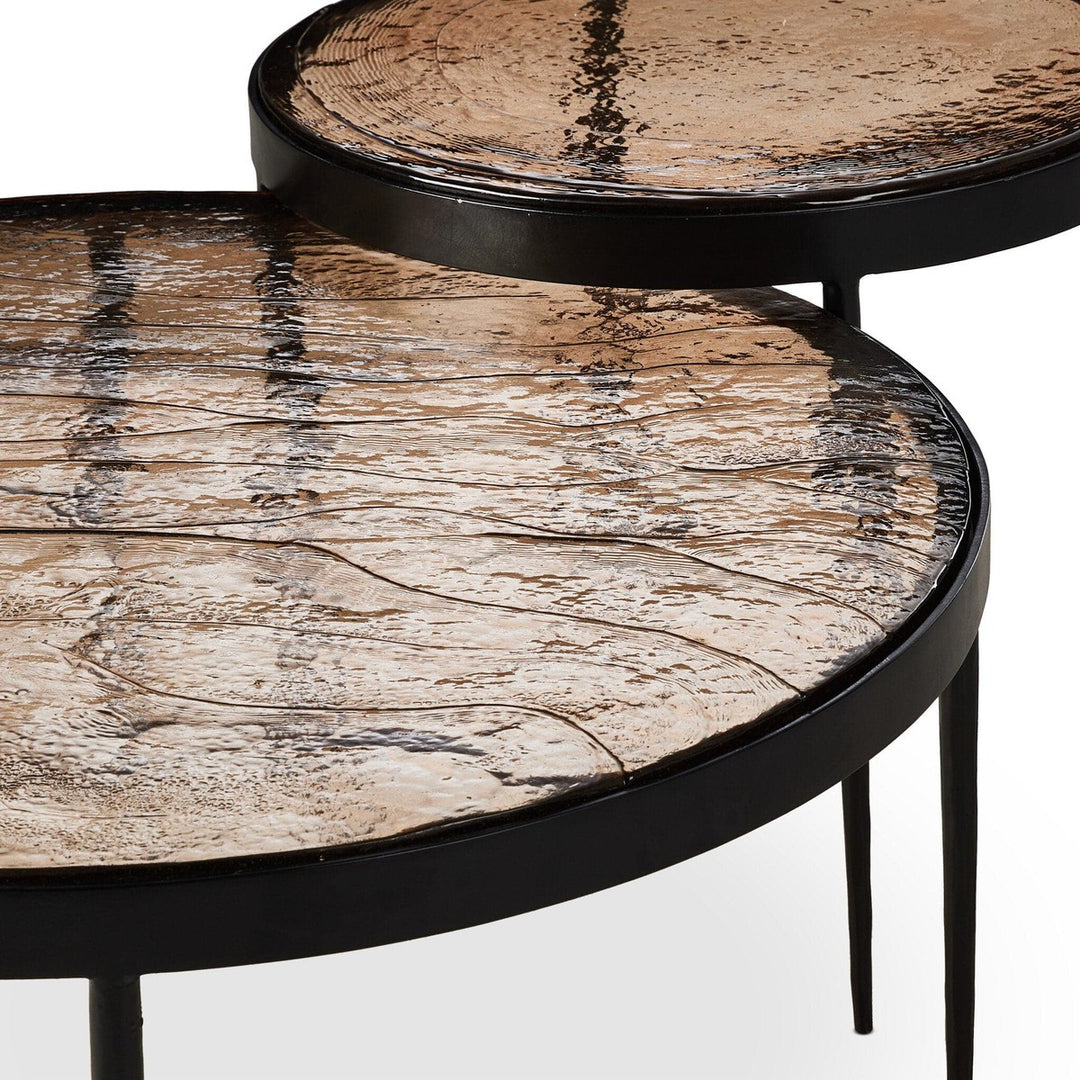 Hana Nesting Table - Smoked Brown Cast Glass