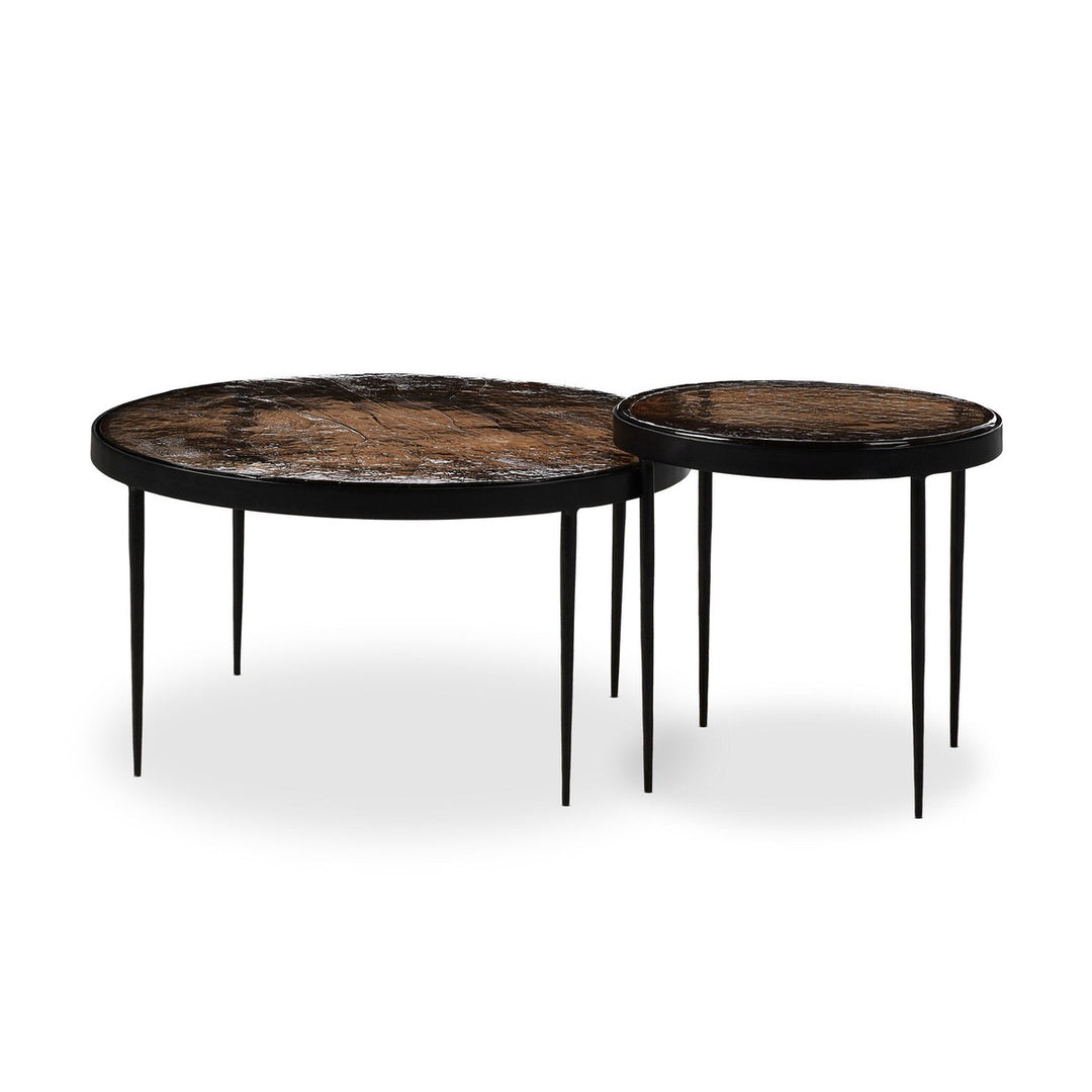 Hana Nesting Table - Smoked Brown Cast Glass