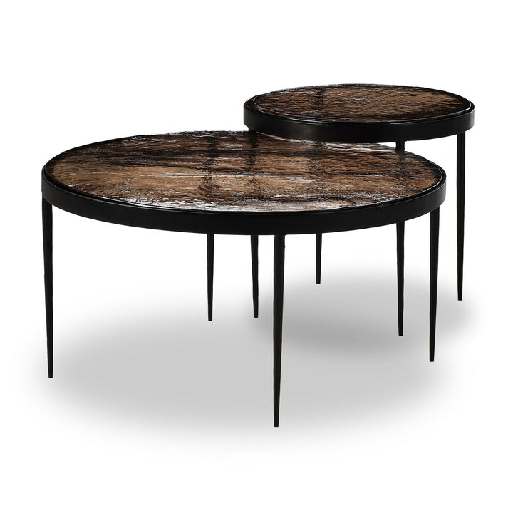 Hana Nesting Table - Smoked Brown Cast Glass