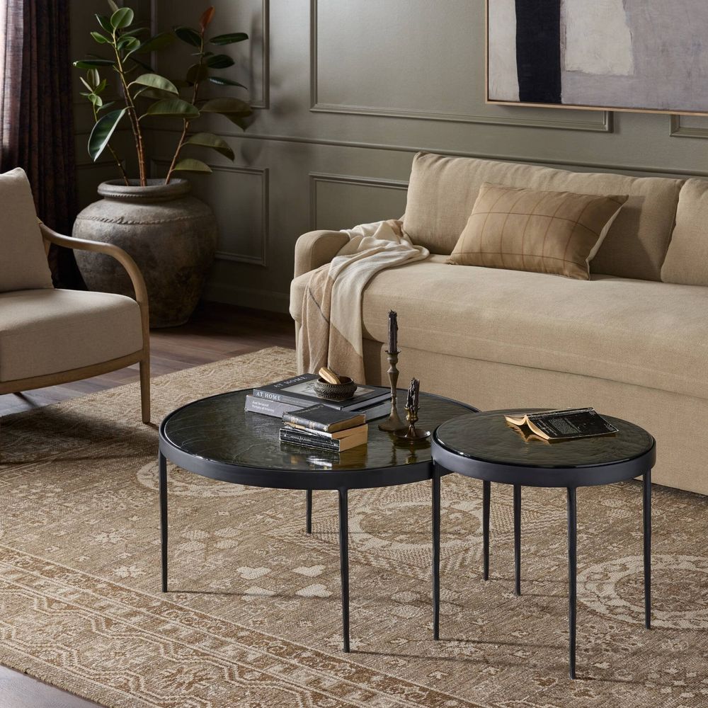 Coffee Tables Yoko Nesting Tables - Moss Cast Glass