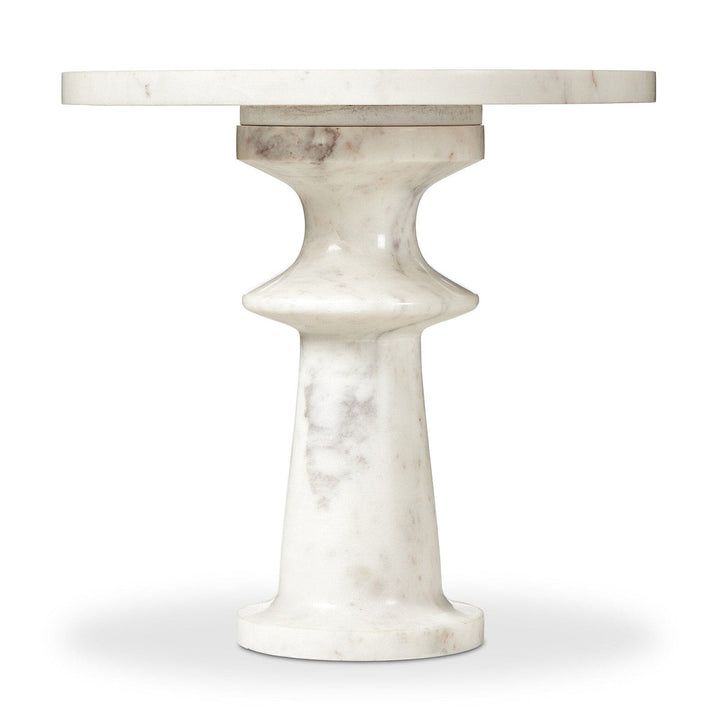 Stella End Table - Polished White Marble