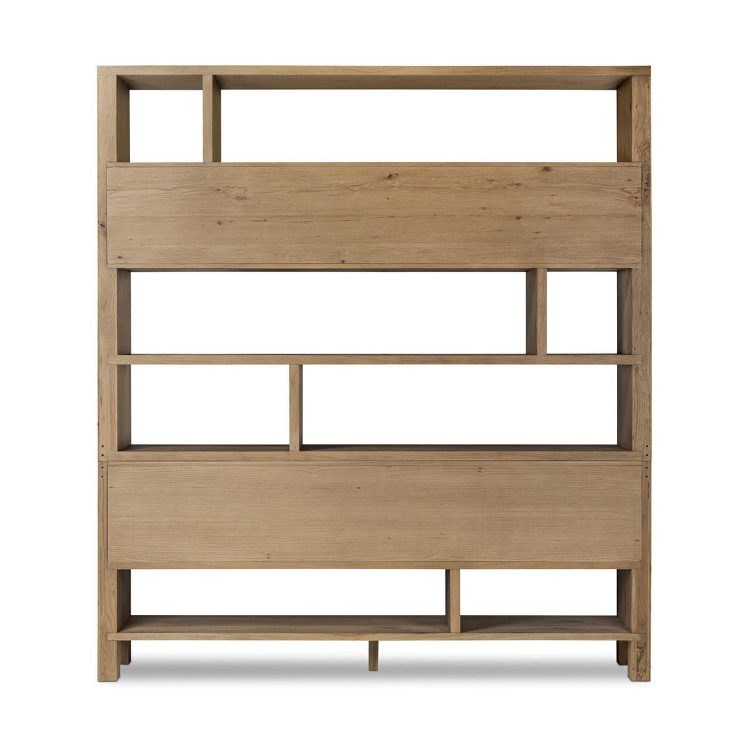 Nora Wide Bookcase - Worn Oak - Brown