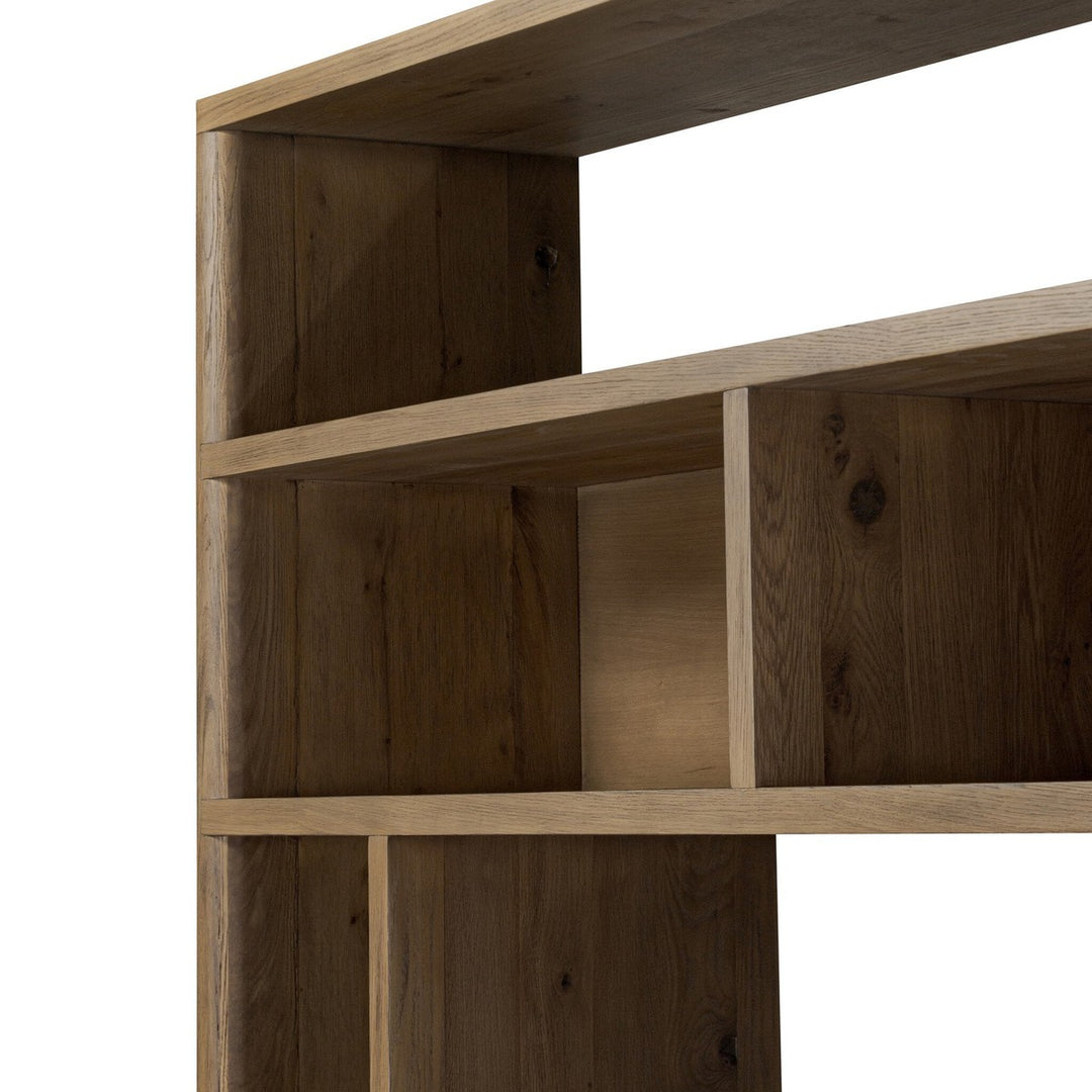 Nora Wide Bookcase - Worn Oak - Brown