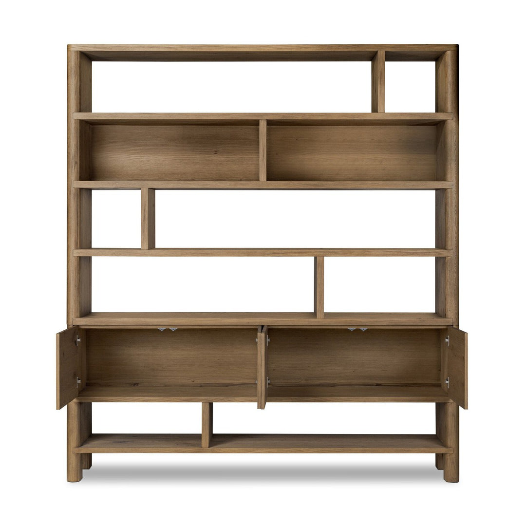 Nora Wide Bookcase - Worn Oak - Brown