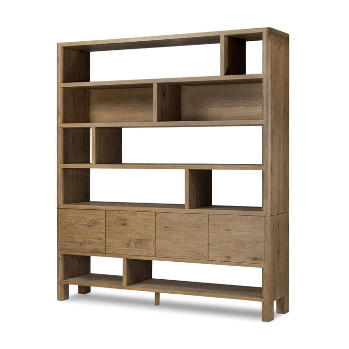 Nora Wide Bookcase - Worn Oak - Brown