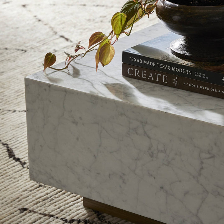 Aurora Marble Coffee Table - White Carrara Marble