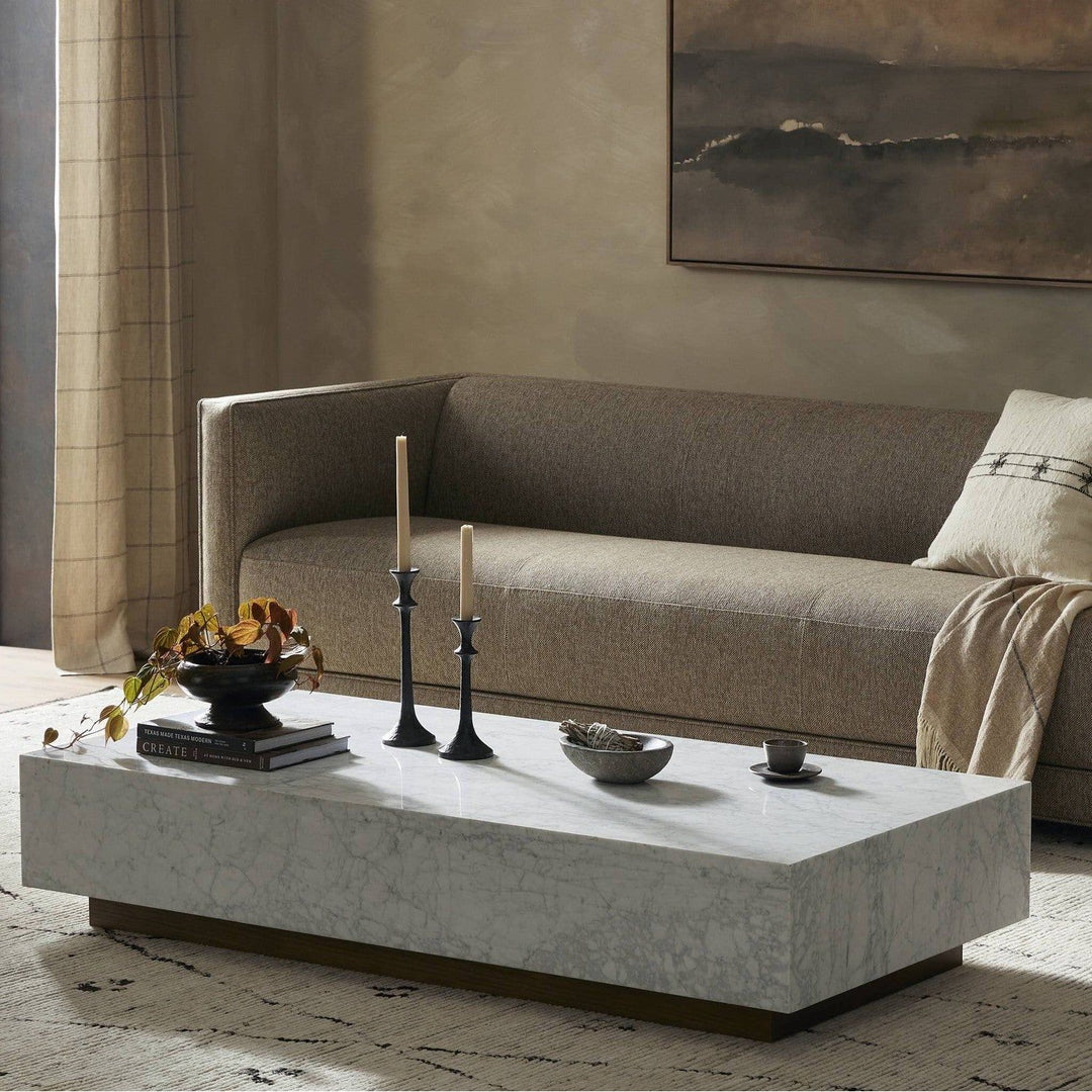 Aurora Marble Coffee Table - White Carrara Marble