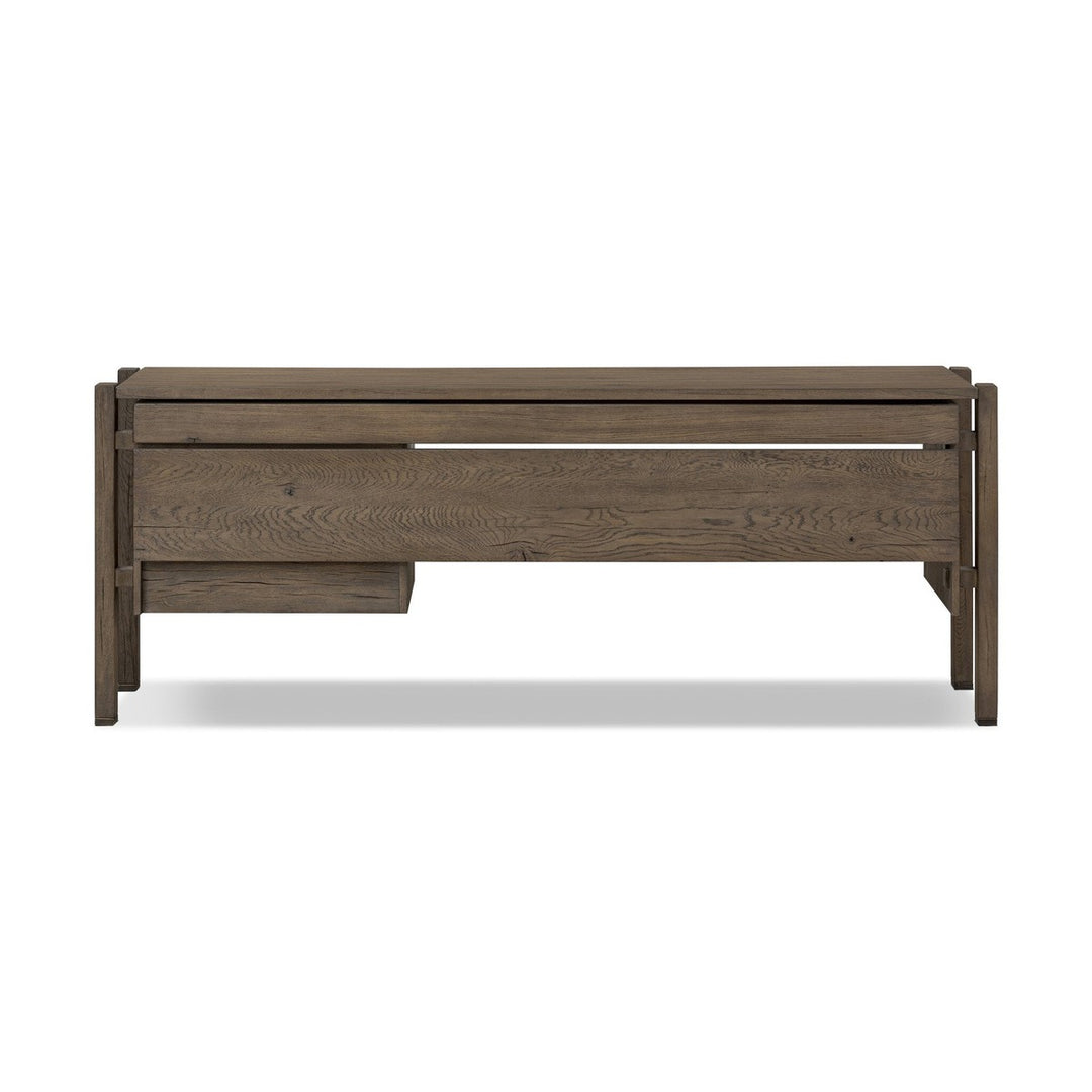 Mason Desk - Grey Reclaimed French Oak - Grey, Brass