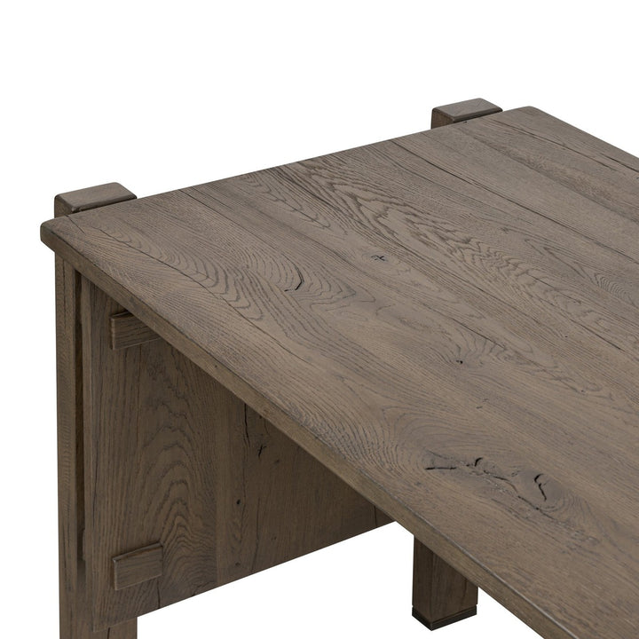 Mason Desk - Grey Reclaimed French Oak - Grey, Brass