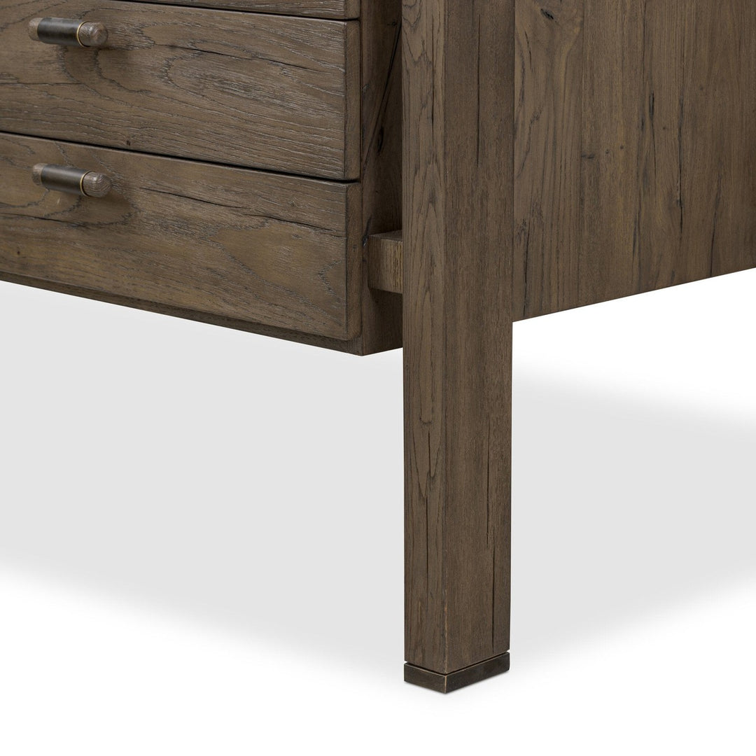 Mason Desk - Grey Reclaimed French Oak - Grey, Brass